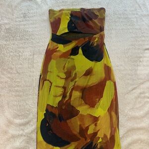 Abstract Strapless Dress